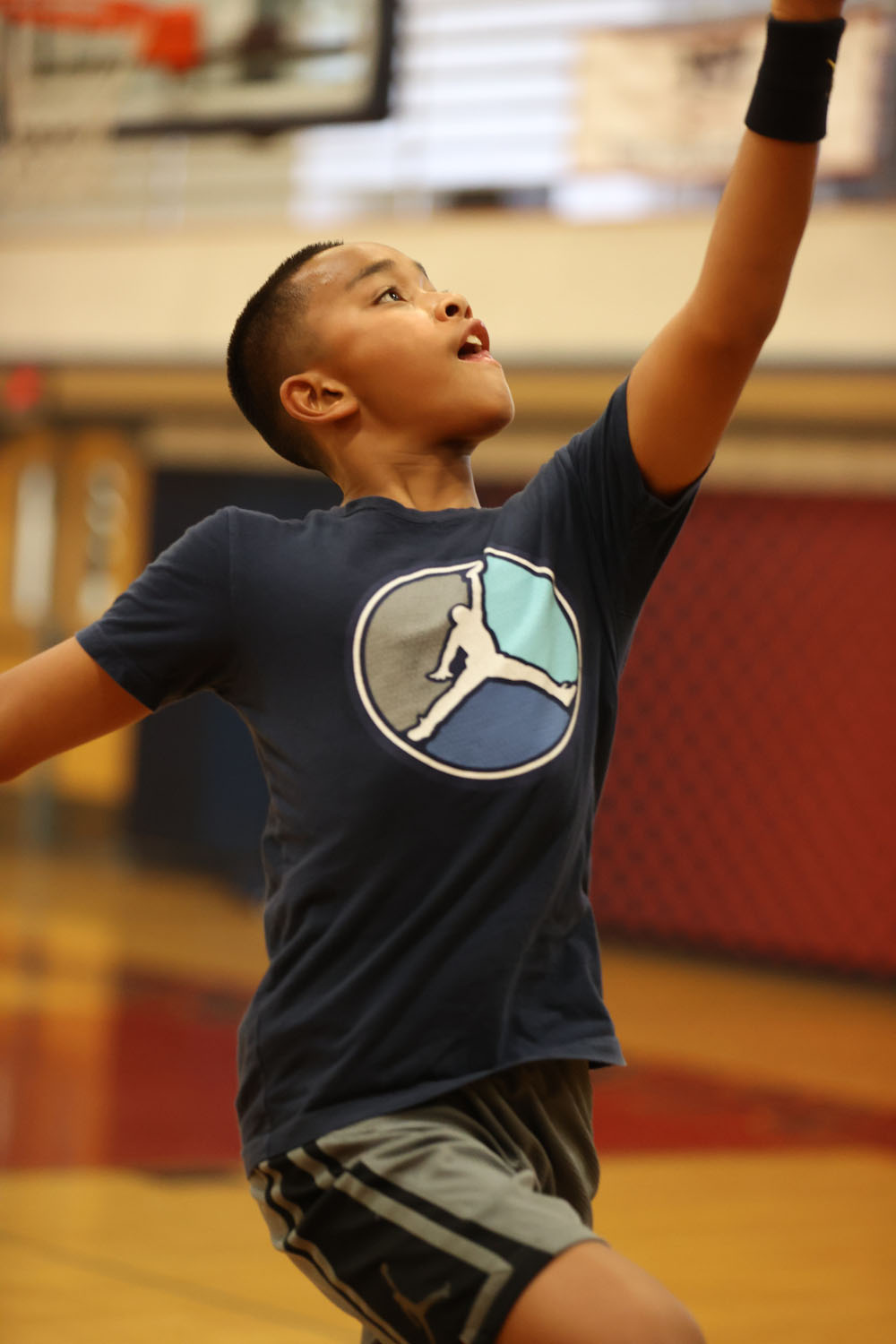 A camper going in for a layup