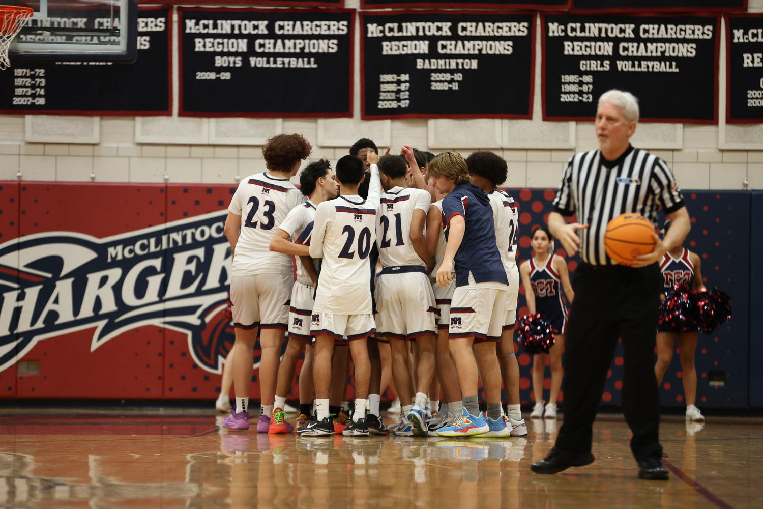 McClintock in a huddle